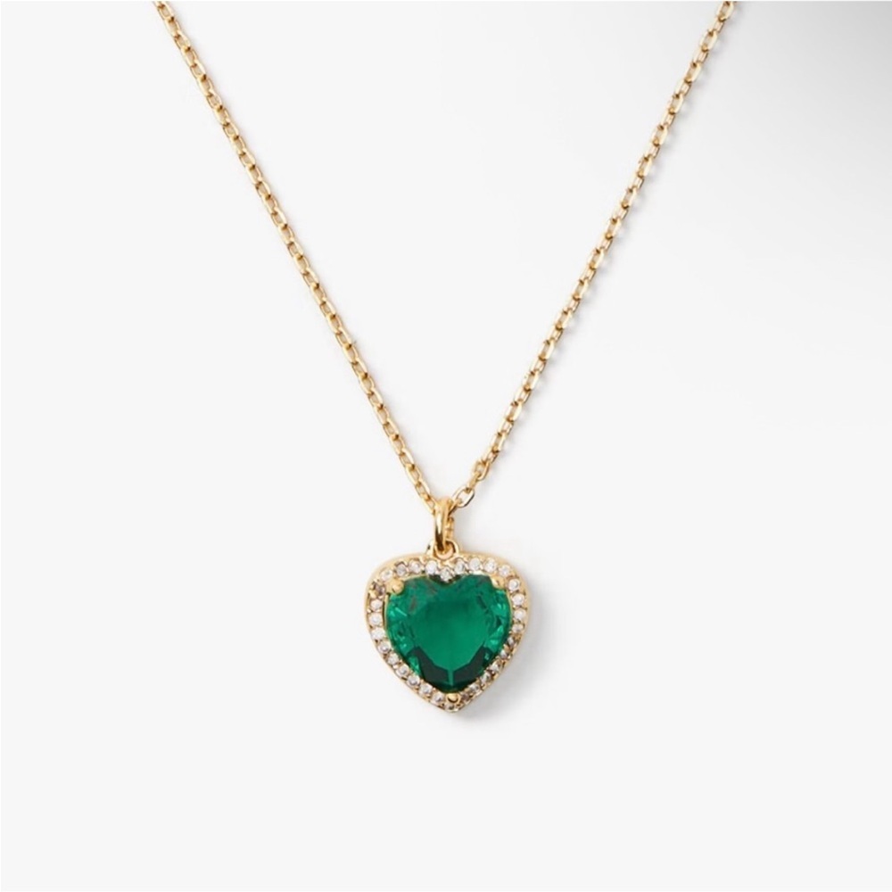 Kate Spade ♠️ SET Studded Earrings & Necklace MY LOVE Pavé - Emerald & Gold - Picture 5 of 6